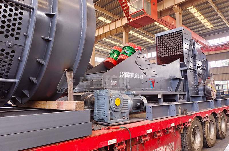 多輛大貨車滿載著裝修垃圾處理全套設備